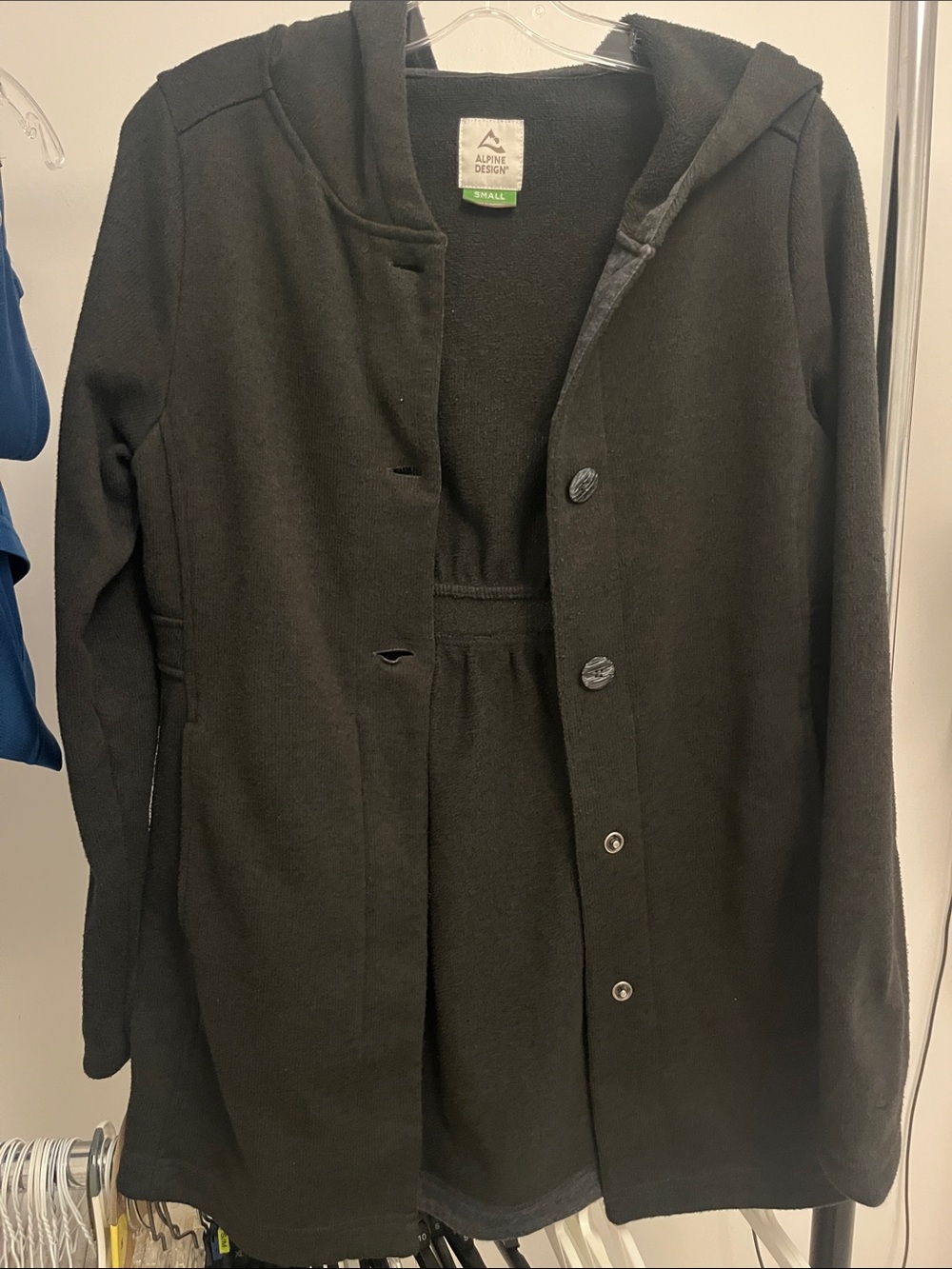 Alpine Design Black Hooded Snap-Front Fleece
